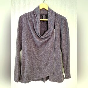 Womens Gray Cowl Neck Side Zip Sweater
